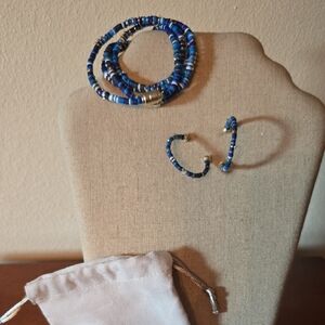 Blue Beaded Jewelry Set